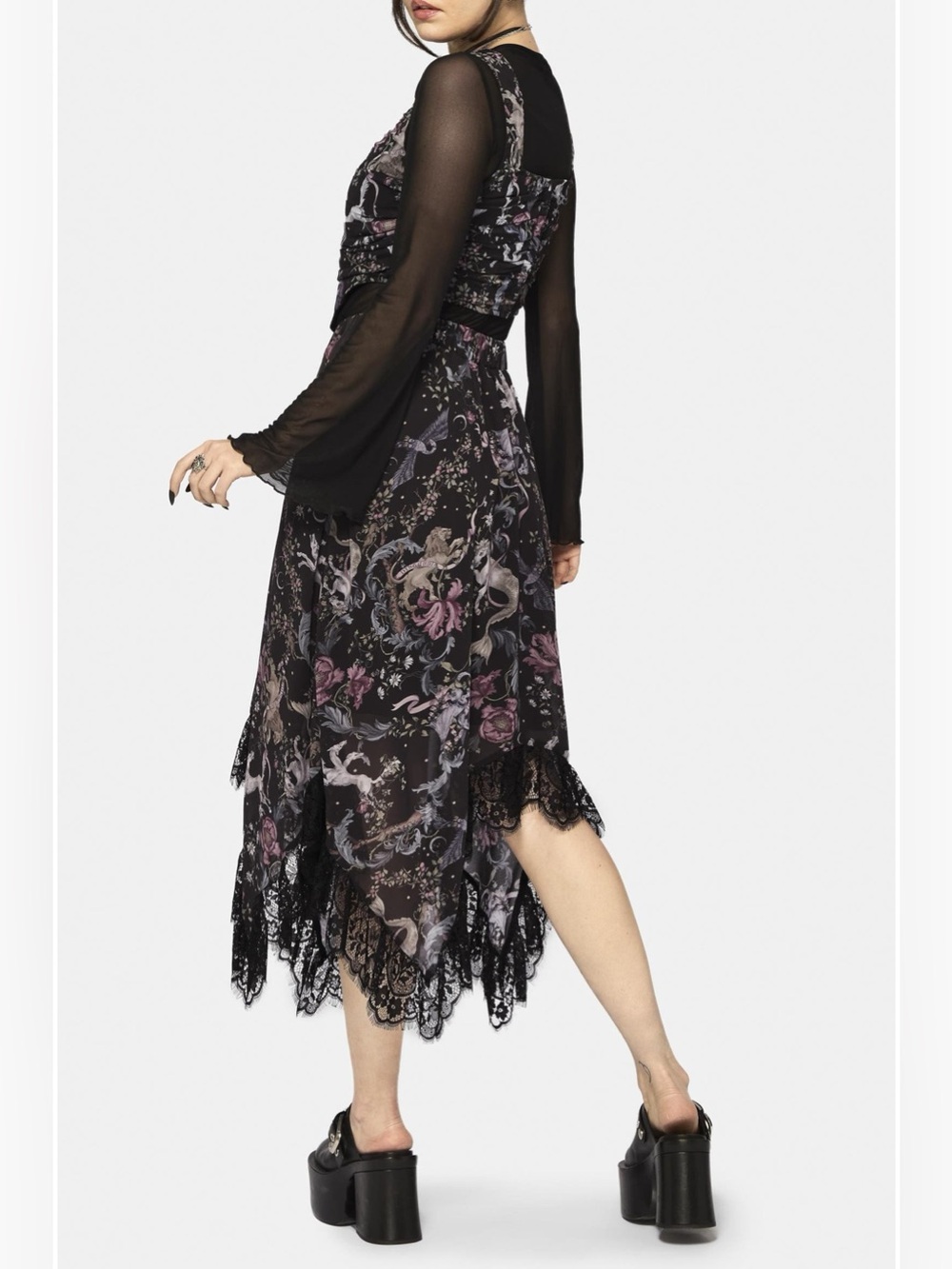 Disturbia Merunicorn Enchanted Forest Midi Skirt Size 10 Whimsigoth - Picture 3 of 10